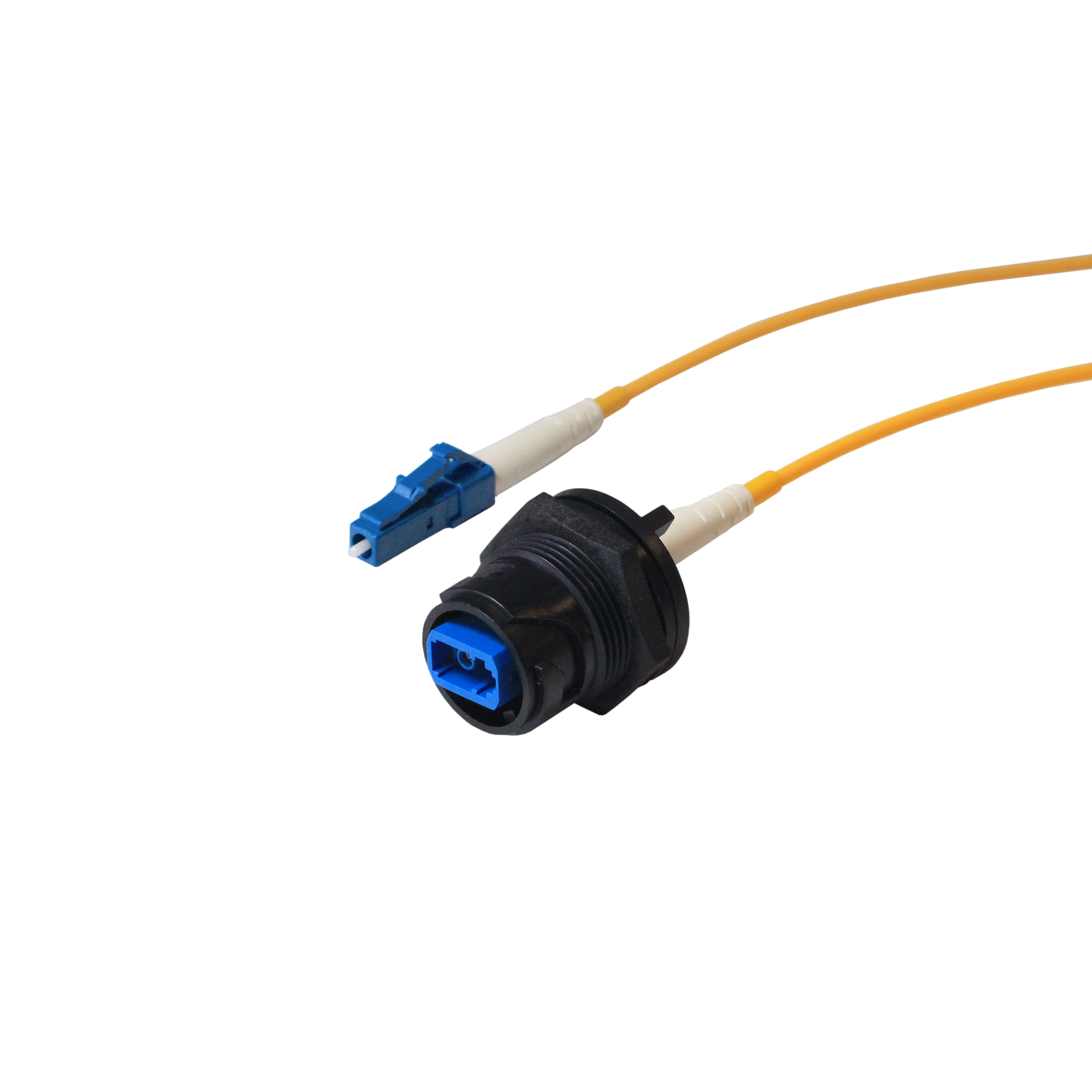 01 M, Single Mode, Cabled, Rear panel mount fiber connector