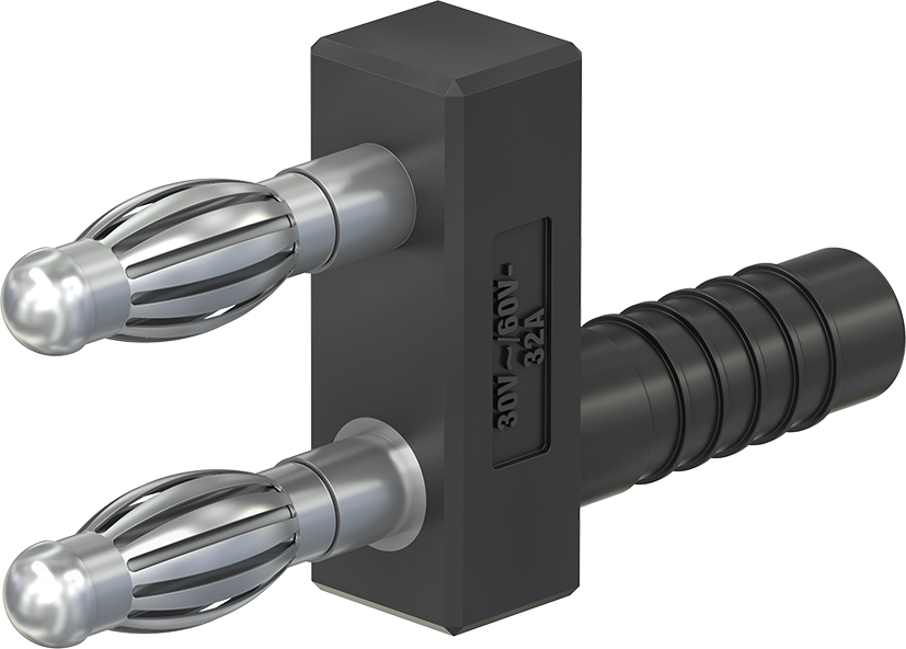 4 mm zwarte aansluitstekker - KS4-11L/1A/N zwart