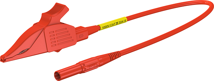 4 mm testclip dolfijn 150 cm rood - XDLS-418 rood