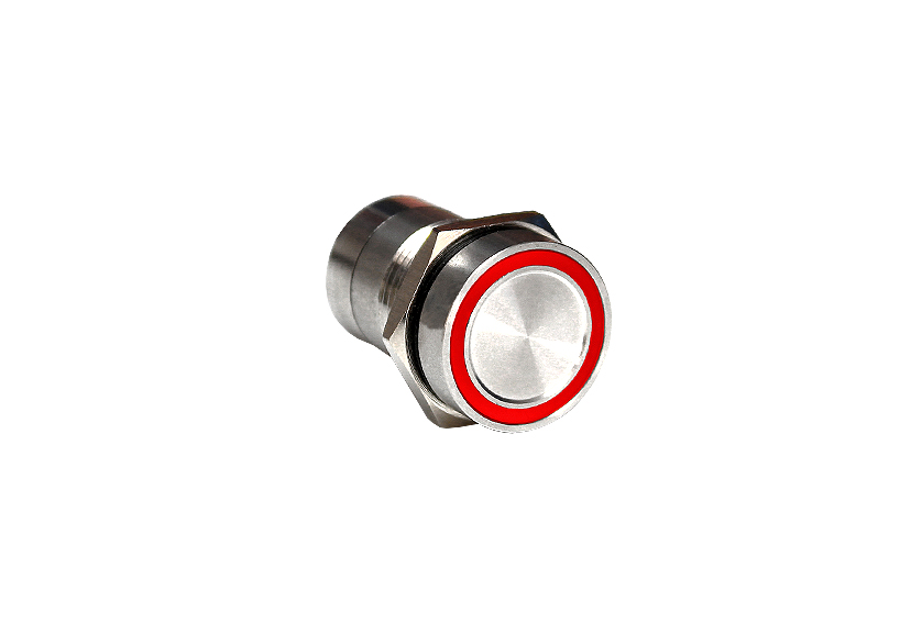 Capacitive switch, 16 mm, Normally Open ,Aluminium ,Red Anodised ,Amber LED ,12 VDC