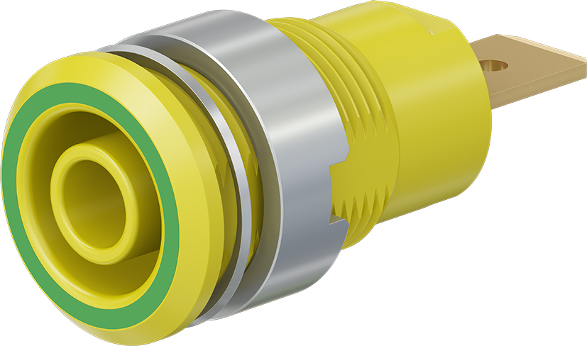 4 mm veiligheidssocket groen/geel - SLB4-F6,3 groen/geel