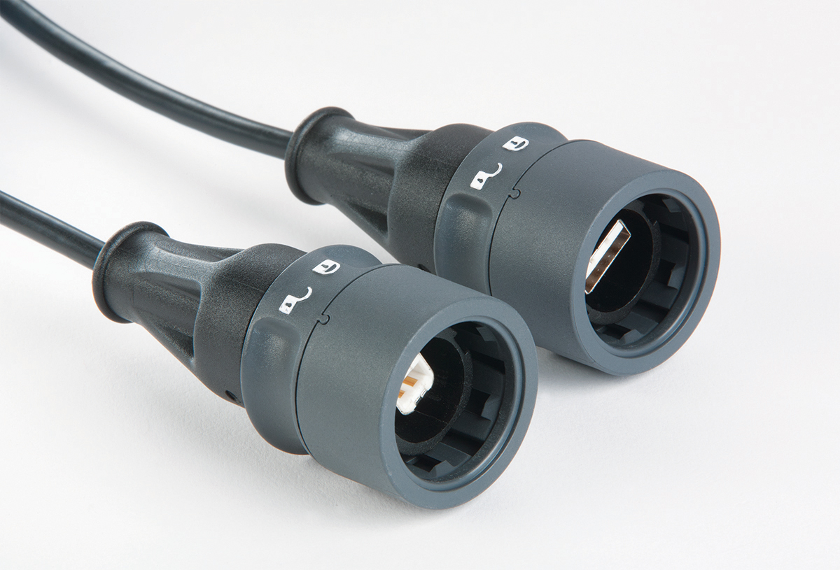 Plastic Body Overmoulded USB Cable PXP6041 Series Sealed A Plug to Sealed B Plug 3M Cable
