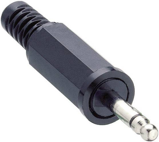 Jackplug conform JIS C 6560 JC25P2, 2,5 mm, 2-polig/mono, conische kop, met knikbeveiliging en soldeeraansluitingen