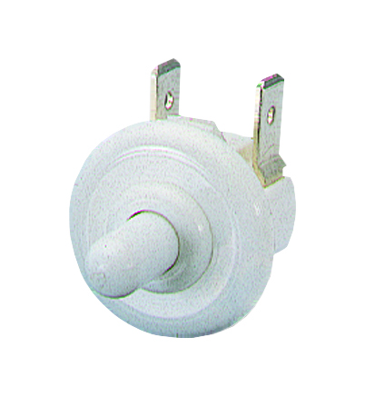 0055 Series S.P. On Off (Momentary Off) 4.8 x 0.8 QC Termination 90 Degree Terminals White Gloss