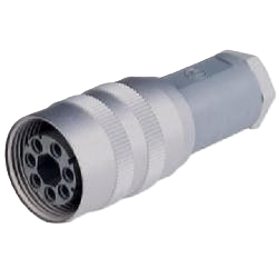 NR-ronde connector, DIN 43651, 6+PE-pinnen, veldmontage, vrouwelijk, recht