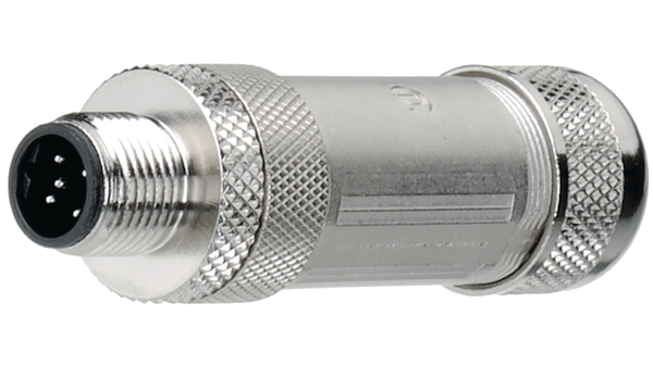 Ronde connector, M12, stekker, recht, polen - 5, schroefklem, kabelwartel