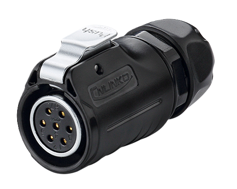 LP20 7-polige vrouwlijke connector Snelle vergrendeling IP67/68 kunststof+metaal