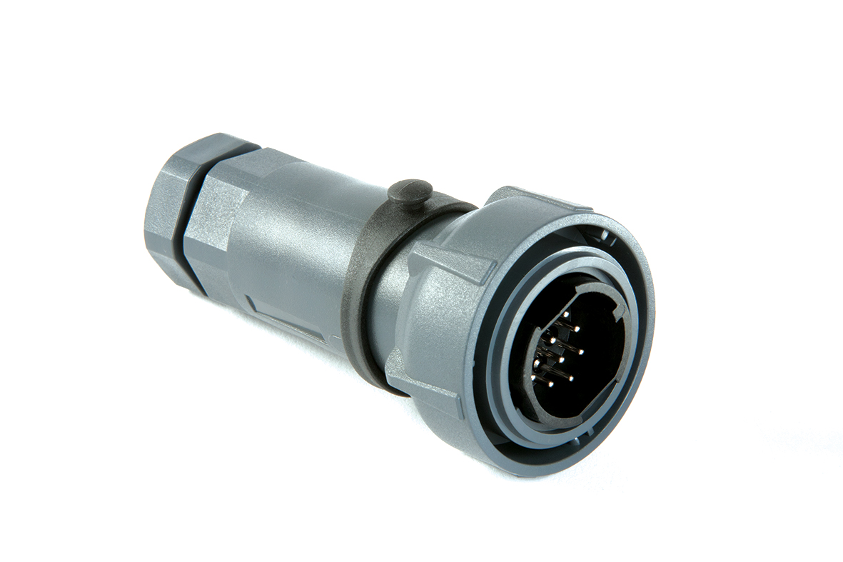 PXP7010 Series 10 Contact Plug Crimp/Solder Termination (contacts available separately) 9mm-11mm Cable (Black Gland) Plastic Body
