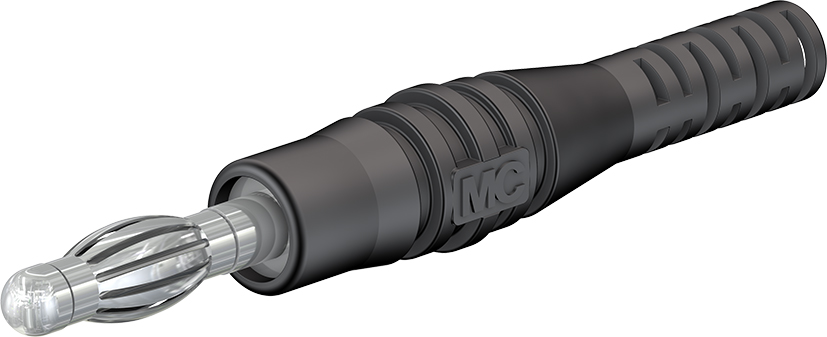 4 mm in-line stekker zwart - L-400 zwart