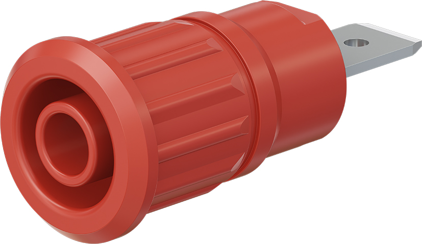 4 mm veiligheidscontactrozet rood - SEB4-F6,3N rood