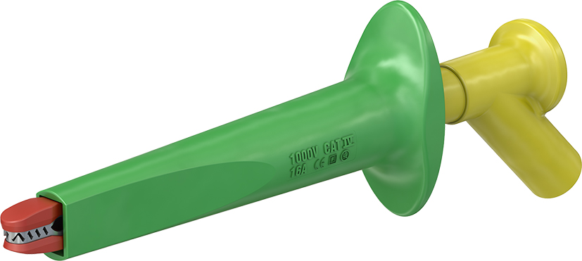 4 mm testclip met stalen bekken groen-geel - AB200 groen-geel