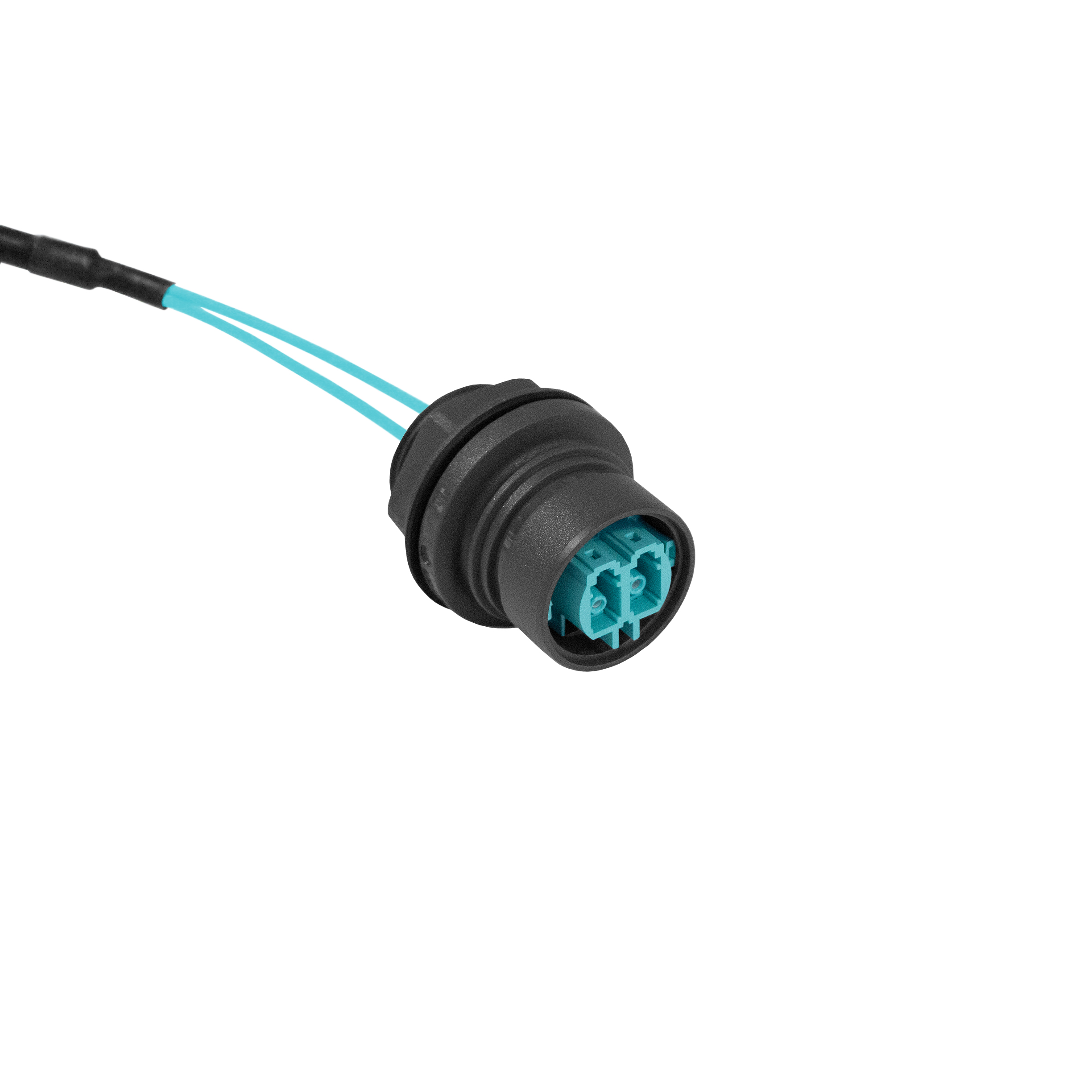 01 M, OM3 Multi Mode, Cabled, Rear panel mount fiber connector
