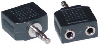 Adapter 3,5 mm stereo mannelijk - 2 x 3,5 stereo vrouwelijk