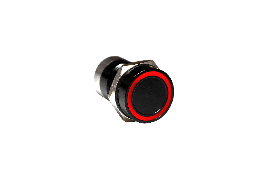 Capacitive switch, 16 mm, Normally Open ,Aluminium ,Black Anodised ,Red LED ,12 VDC