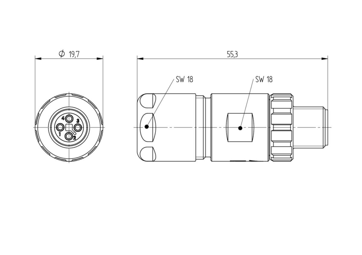 M12 Power veldmonteerbare connector
