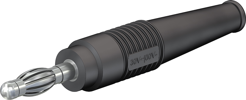 4 mm in-line stekker zwart - L-41 zwart