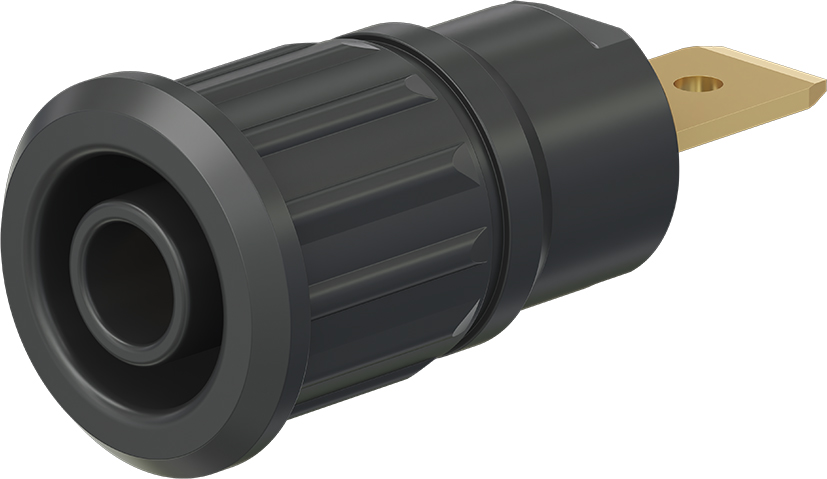 4 mm veiligheidscontact zwart - SEB4-F/6,3 zwart