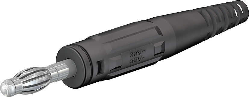 4 mm inline stekker zwart - L-409 zwart