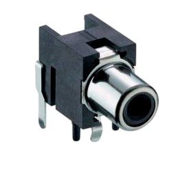 RCA vrouwelijke chassis conform JEITA RC-5231, haakse, voor printplaten