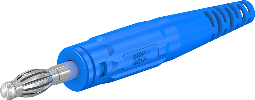 4 mm in-line stekker blauw - L-409 blauw