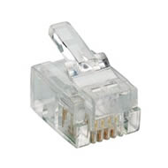 Modulaire stekker, 6p4c (RJ11), met vergrendelingsgrendel, piercingtechnologie voor ronde kabel