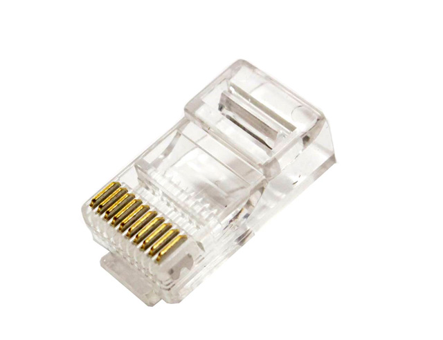 Modulaire stekker, 10p10c (RJ48), met vergrendelingsgrendel, piercingtechnologie voor ronde kabel