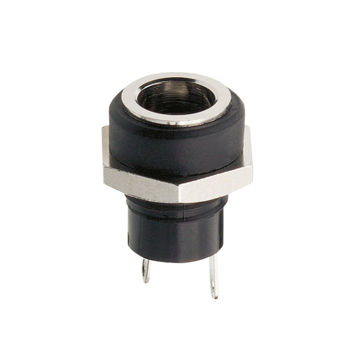 Voedingsconnector, vrouwelijk, recht, paneelbevestiging, soldeer ogen, Ø 5,5 x 2,1