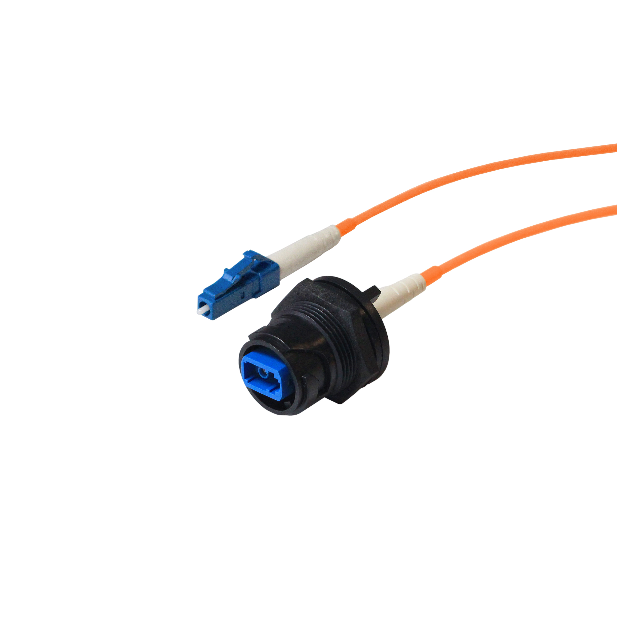 01 M, Multimode, Cabled, Rear panel mount fiber connector