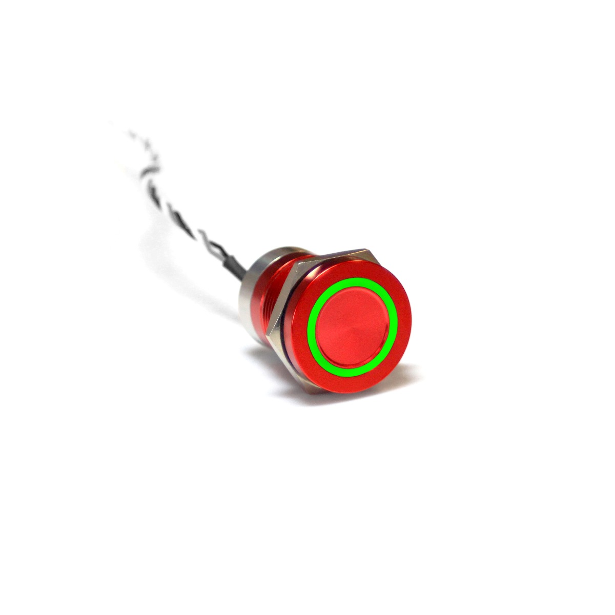 Capacitive switch, 19 mm, Normally Open ,Aluminium ,Red Anodised ,Green LED ,12 VDC