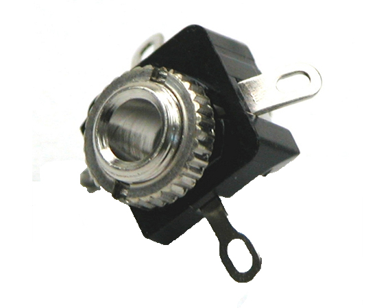 Jack chassisdeel 3,5 mm, Stereo, met soldeer ogen, voor montage aan de achterzijde
