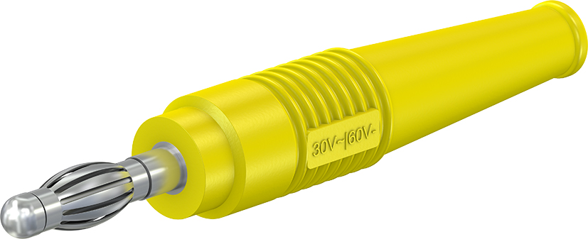 4 mm inline stekker geel - L-41 geel