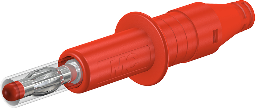 4 mm in-line stekker rood - X-GL-438 rood