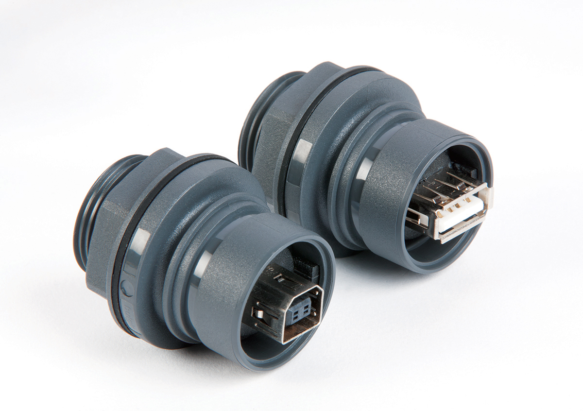 Plastic Body Front Panel Mount Connector PXP6042 Series USB