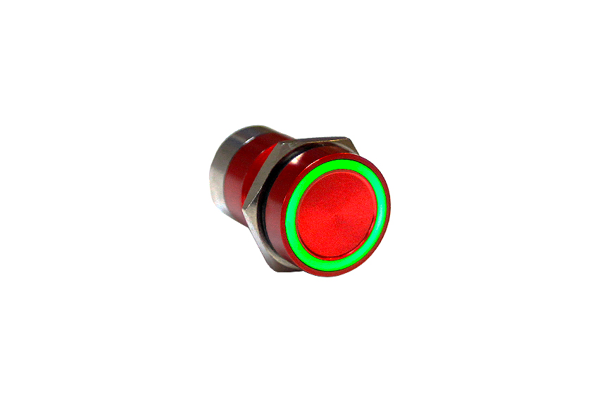 Capacitive switch, 16 mm, Normally Open ,Aluminium ,Red Anodised ,Green & Red LED ,12 VDC