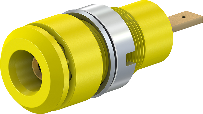 2 mm paneelgemonteerde contactdoos geel - SLB2-F2,8 geel