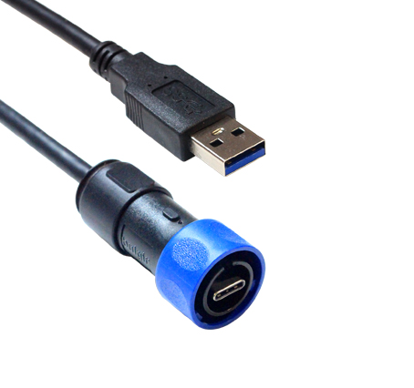 Fully Overmoulded USB Cable PXP4040/C/A Series USB Standard A Plug To Sealed C-Type Plug 2m Cable