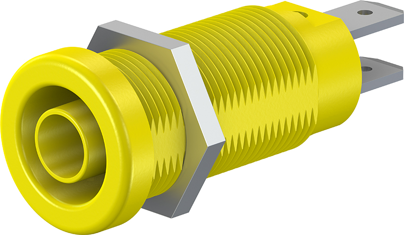 4 mm paneelgemonteerd geel stopcontact - XEB-1R geel