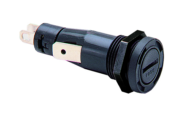 Fuseholder Protection Category PC2 Panel Mount D Shape Mounting Hole 4.8mm Solder Tag Termination 6.3mm x 32mm Fuse Screw Cap Carrier Screwdriver Release