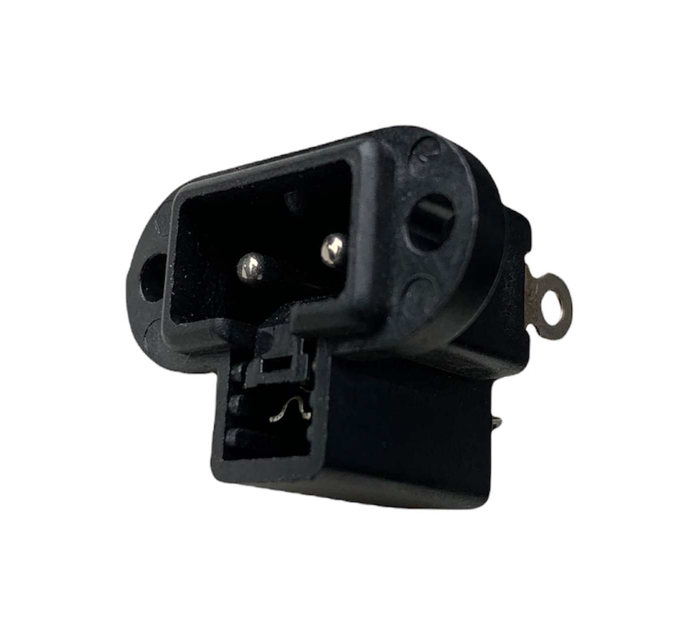 Stroomaansluiting chassis Mannelijk 2 Pin front flens montage Zwart (8) met schakelaar