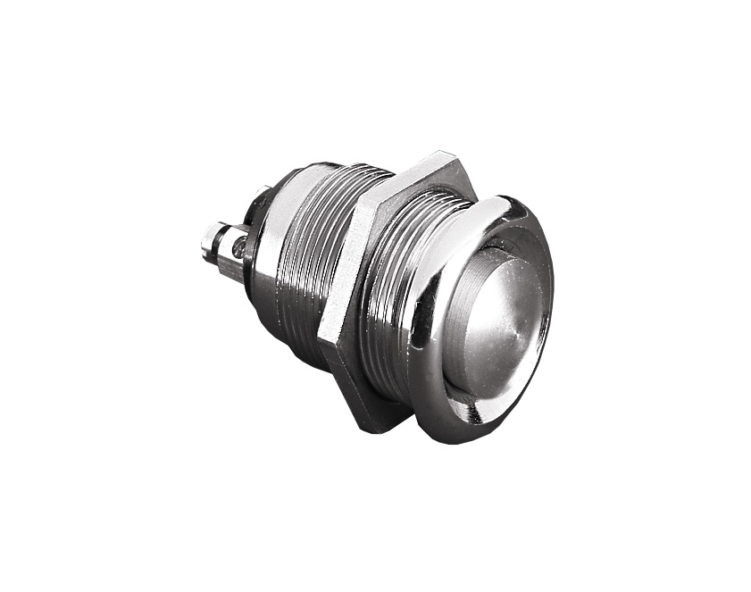 Brass Chrome Plated Prominent Button S.P. Push To Make Slow Momentary Action 22.1mm Diameter
