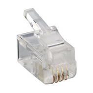 Modulaire stekker, 4p4c (RJ10), met vergrendelingsgrendel, piercingtechnologie voor ronde kabel