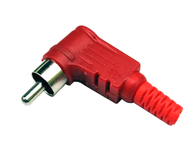 RCA mannelijke haakse connector met kunstof behuizing, knikbeveiliging schroefbaar