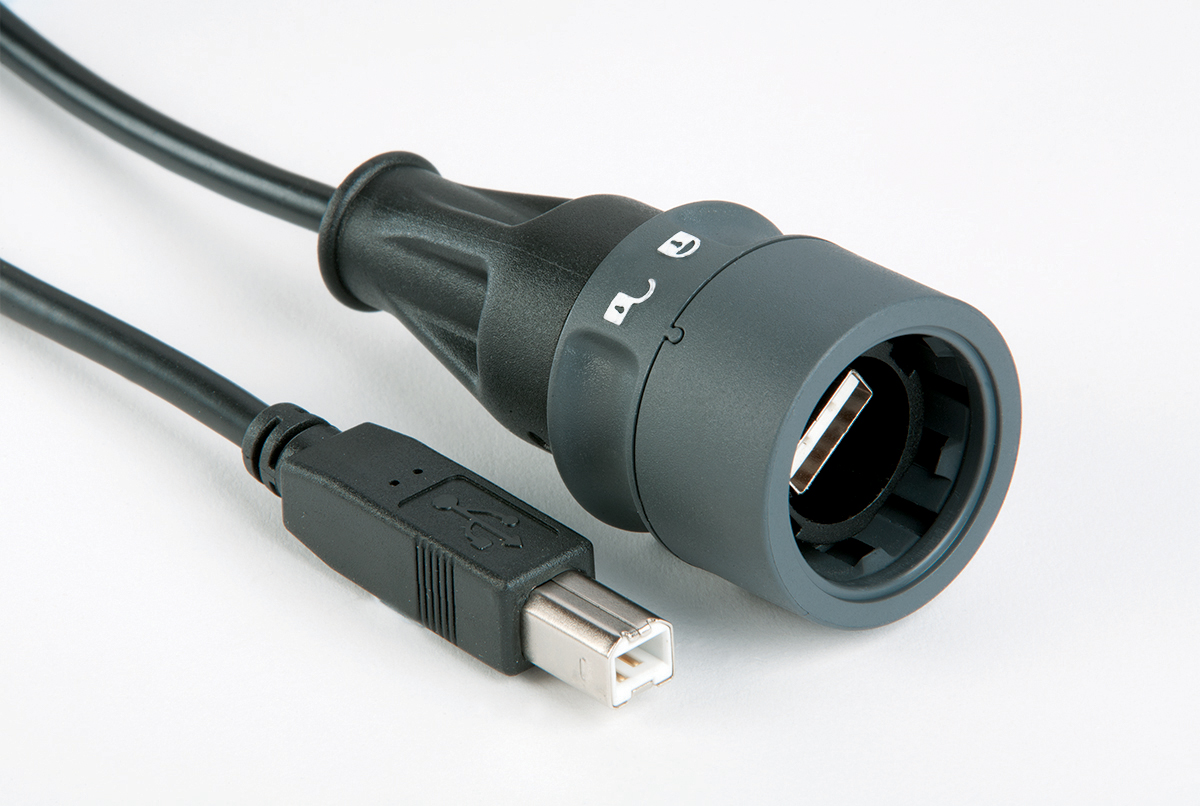 Plastic Body Overmoulded USB Cable PXP6040 Series Standard B Plug to Sealed A Plug 3M Cable