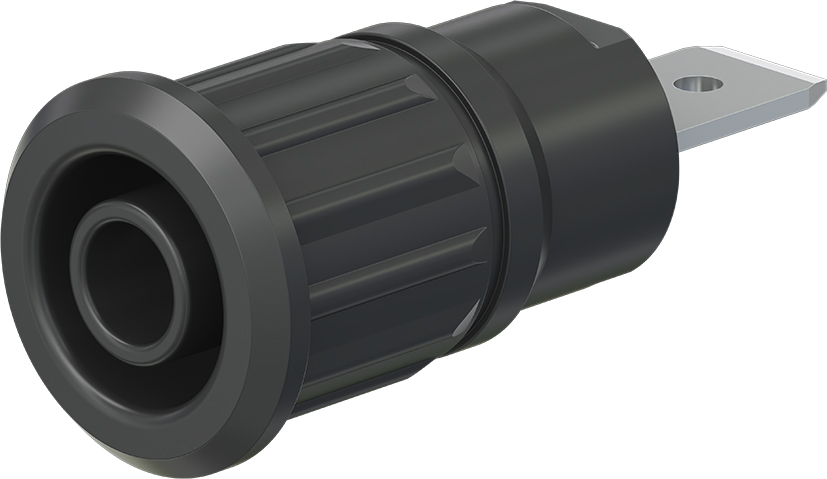 4 mm veiligheidscontact zwart - SEB4-F6,3N zwart