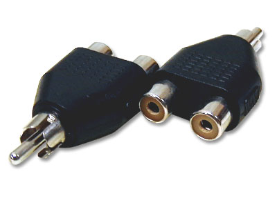 Adapter RCA mannelijk - 2 x RCA vrouwelijk