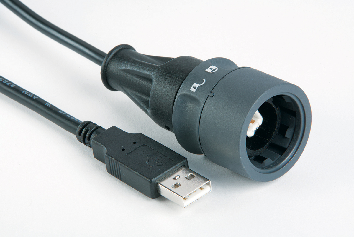 Plastic Body Overmoulded USB Cable PXP6040 Series Standard A Plug to Sealed B Plug 2M Cable