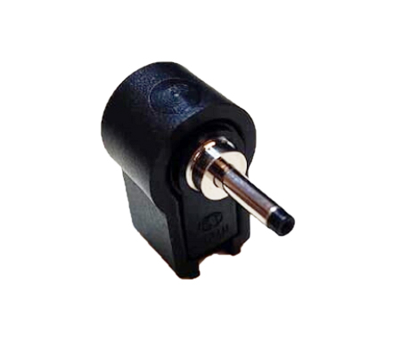 Voedingsstekker conform JEITA RC-5320A JSBP1, hoekige uitvoering, met soldeer ogen en knikbeveiliging Ø 2,35x 0,7