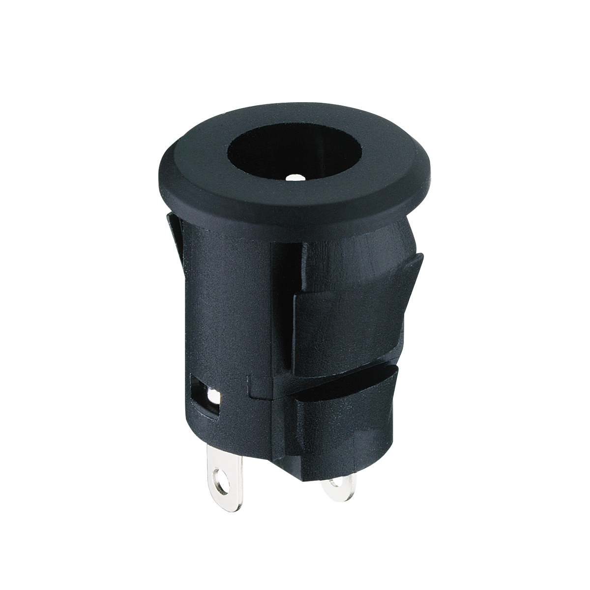 Voedingsconnector, vrouwelijk, recht, paneelbevestiging, soldeer ogen, Ø 5,5 x 2,1