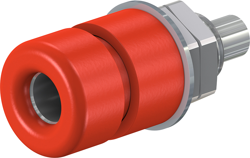 4 mm paneelmontage socket rood - EBI-40 rood