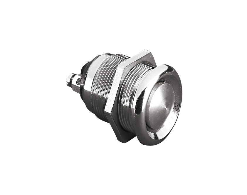 Brass Chrome Plated Proud Fitting S.P. Push To Make Slow Momentary Action 22.1mm Diameter